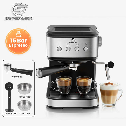 SUPERLEX Semi Automatic Italian Coffee Machine 1100W Pressure High-pressure Extraction and Milk Froth Two in One Coffee Machine