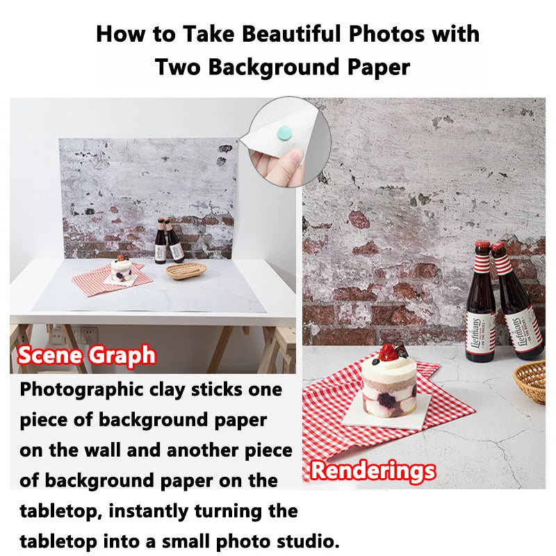 Marble Photography Backdrops 57*87CM 2 Sided Wood Grain Photo Background Wallpaper Studio Waterproof Products Photographic Props