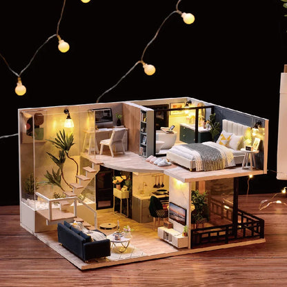 DIY Doll Houses Kits 3D Wooden Puzzles Mini Doll House Assembly Building Furniture Handmade Toys For Kids Birthday Gifts