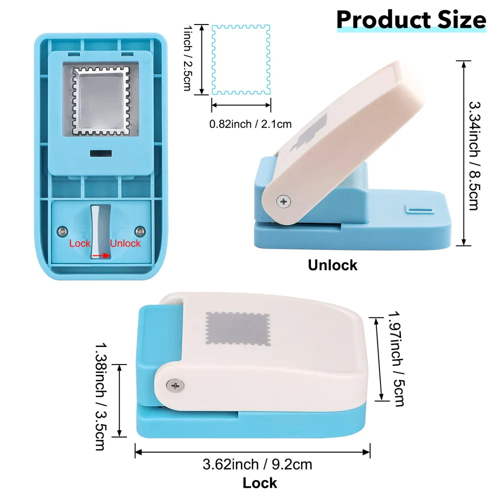 1x0.8inch Rectangle Postage Stamp Punch Lever Action Craft Punch for Paper Crafting Scrapbooking Various Materials Punching Tool