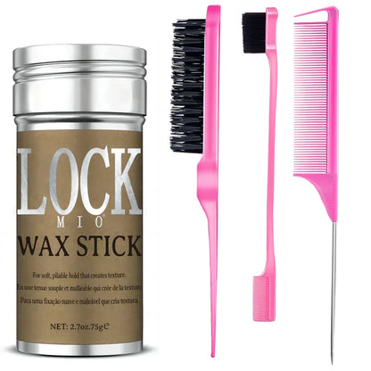 LOCKMIO Wax Stick Natural Coconut Oil Moisturizes Soften Smoothing Styling Flyaway Hair Edge Control Strong Hold Long Lasting