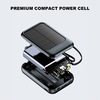 20000mAh Portable Solar Power Bank Built in 4 Cables External Battery Pack  Mini Powerbank  with LED Light for Cell Phones