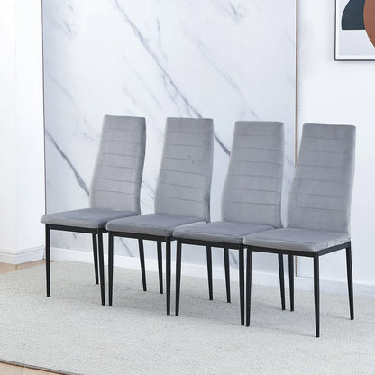 BonChoice Set of 2/4/6 Dining Chairs PU Leather/Velvet High Back With Metal Legs For Dining Room Kitchen Restaurant Office