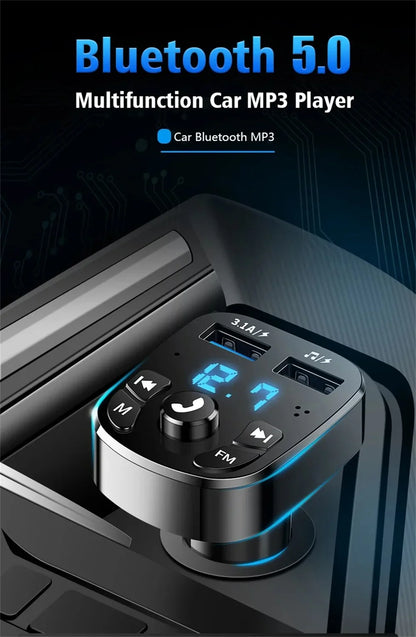 3.1A FM Transmitter Wireless Bluetooth 5.0 Car MP3 Player Dual USB Fast Charging Adapter  in Car Noise Reduction Audio Receiver
