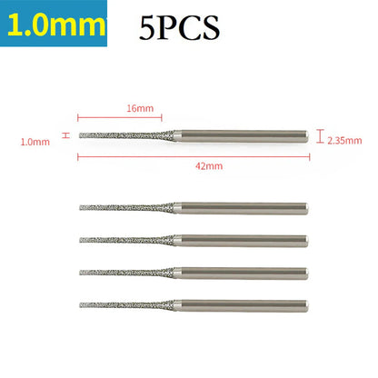 5pcs 0.8-2.5mm Diamond Coated Drill Bits 2.35mm Shank Glass Jade Amber Jewelry Diamond Drill Bits For Drilling Glass Woodworking