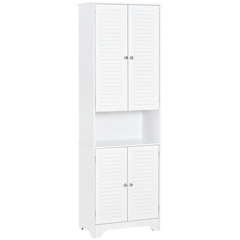 MDF Freestanding 6-Tier Bathroom Storage Cabinet White | UK