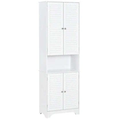 MDF Freestanding 6-Tier Bathroom Storage Cabinet White | UK