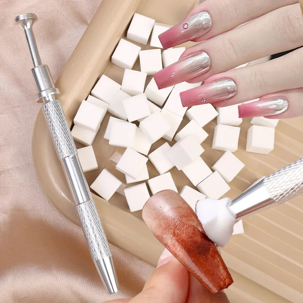 Mini Square Nail Art Sponge with 4 Claws Nail Sponge Metal Grabber Set Multipurpose Blush Gradient Sponges Beauty Manicure Tools