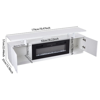 Electric Fire Insert TV Stand, 180cm Media Console Storage Table & 92cm Electric Fireplace with Remote Control, 12 LED Backlight