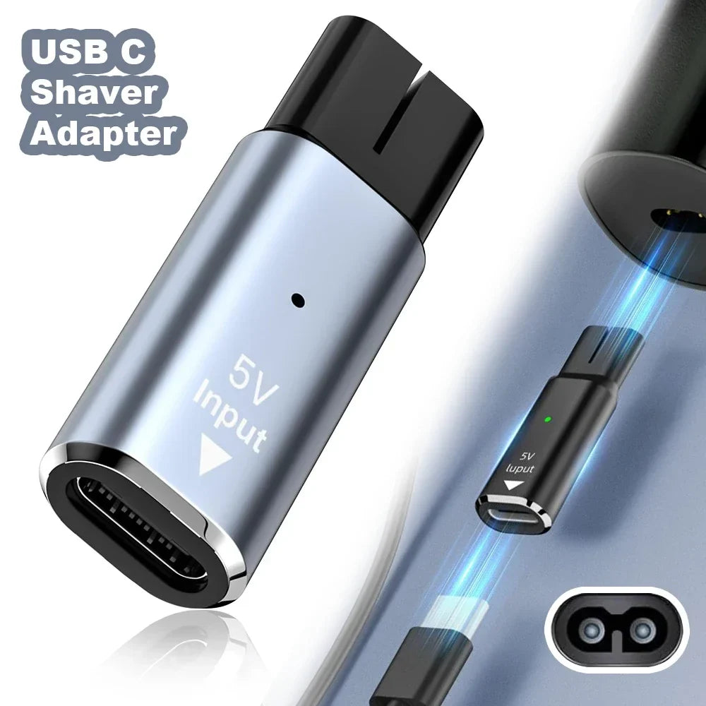 5V Type-C Shaver Adapter Charger Converter Compatible with Philips One Blade QP2724 QP2834 QP4530 QP1924 QP1324 Shaver