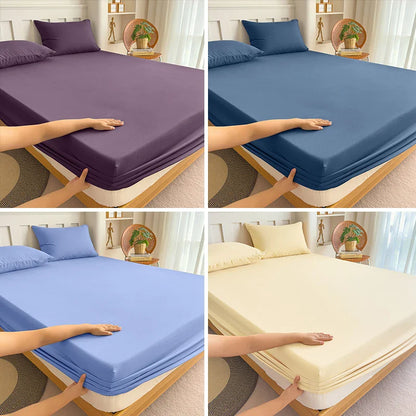 90/120/150/180x200 Fitted Bed Sheet With Elastic Band Solid Color Mattress Covers Protector Single Double King Beds 100% Polyest
