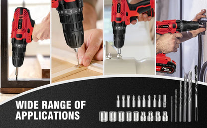 21V Cordless Drill,45Nm Electric Screwdriver Set with 29PCS Accessories, 2 Variable Speed for Home DIY Project Kit
