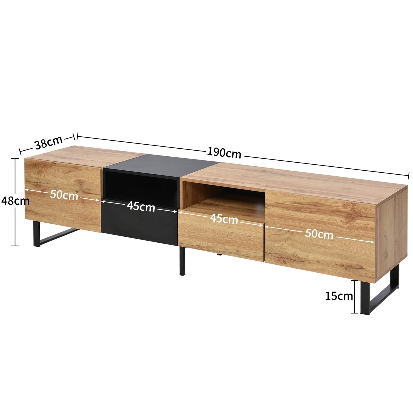PINGGO Modern Minimalist TV Cabinet Large Capacity Storage Cabinet With Doors And Drawers Wood Grain Design TV Media Console