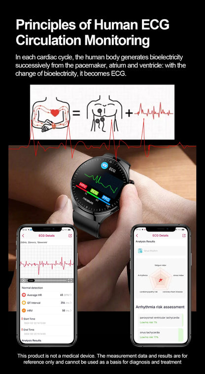 2025 New Nursing Grade Smart Watch Blood oxygen Blood Lipid Uric Acid ECG+PPG Body Temperature Bluetooth Call Health Smartwatch