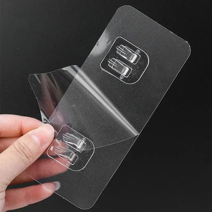 50-10Pcs Transparent Self-Adhesive Hooks Home Organization Storage Hook Waterproof Traceless Hanging Hook Kitchen Bathroom Hooks