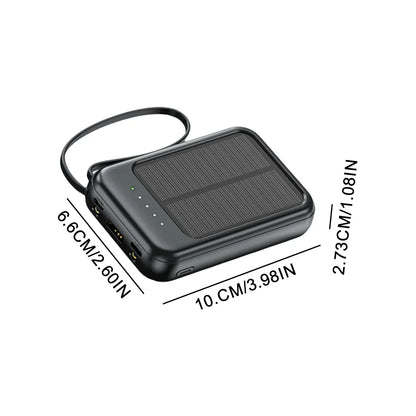 20000mAh Portable Solar Power Bank Built in 4 Cables External Battery Pack  Mini Powerbank  with LED Light for Cell Phones