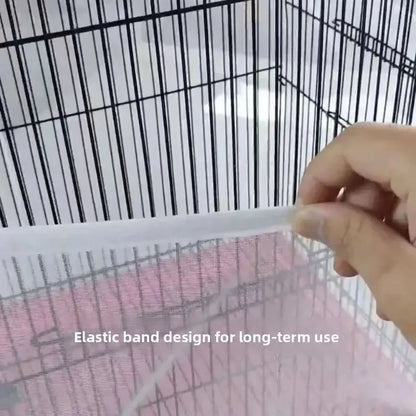 Universal Elastic Bird Cage Cover Transparent Mesh Net Anti Splash Seed Feather Catcher Stretchy Skirt Guard for Parrot Cages
