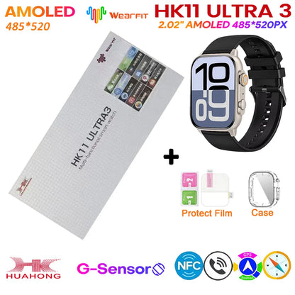 Upgrade Hk11 Ultra 3 Gen2 SmartWatch 4GB ROM AI ROBOT AMOLED Network 49mm G-Sensor ChatGPT NFC Compass GPS 3D Menu Music Watch