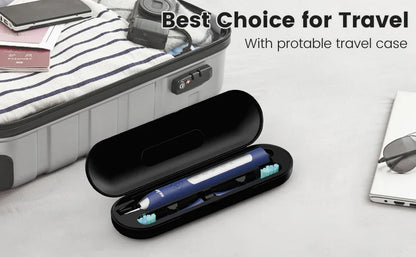 Sejoy Electric Sonic Toothbrush with 10 pcs Replacement Heads Rechargeable Waterproof Tooth Brushes for Home Travel