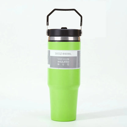 890ML Stainless Steel Thermos Cup with Straw  Keep Cold and Hot Car Coffee Cup Portable Vacuum Flask Travel Thermos Water Bottle