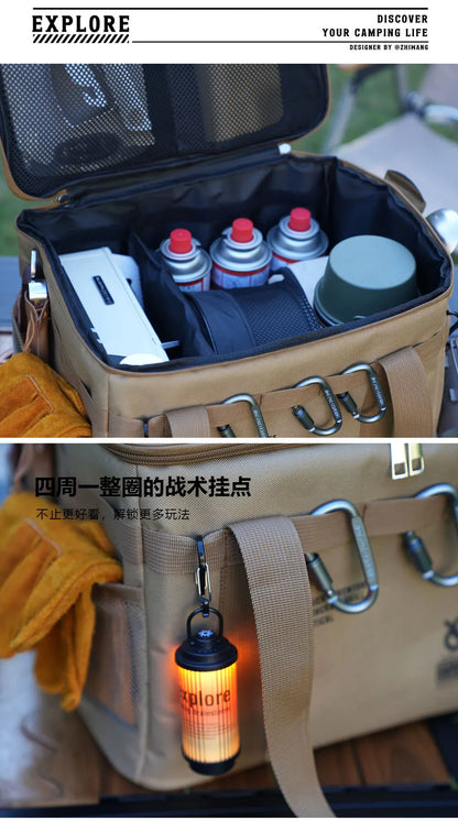 30-42L Tactical Camping Storage Bag Insulated Folding Box Waterproof Picnic Tableware Field Equipment Outdoor Gear Organizer