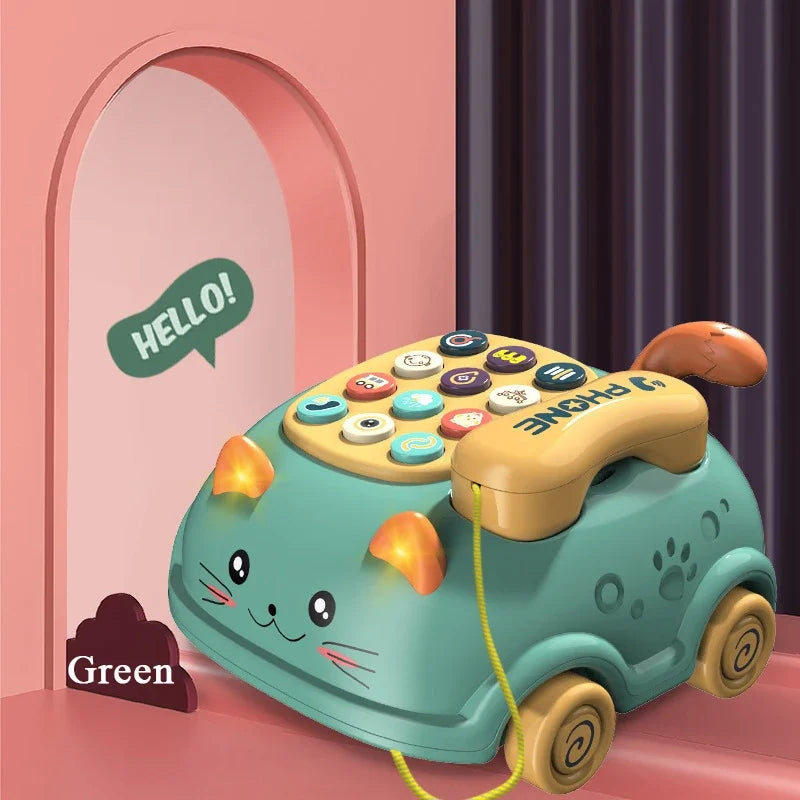 Baby 3-in-1 Musical Phone Toys Toddler Interactive Learning Toy with Lights Cat Telephone Story Early Education Montessori Gift