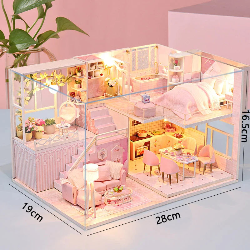 DIY Doll Houses Kits 3D Wooden Puzzles Mini Doll House Assembly Building Furniture Handmade Toys For Kids Birthday Gifts