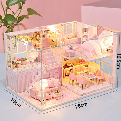 DIY Doll Houses Kits 3D Wooden Puzzles Mini Doll House Assembly Building Furniture Handmade Toys For Kids Birthday Gifts
