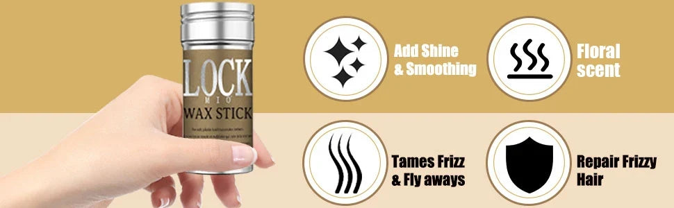 LOCKMIO Wax Stick Natural Coconut Oil Moisturizes Soften Smoothing Styling Flyaway Hair Edge Control Strong Hold Long Lasting