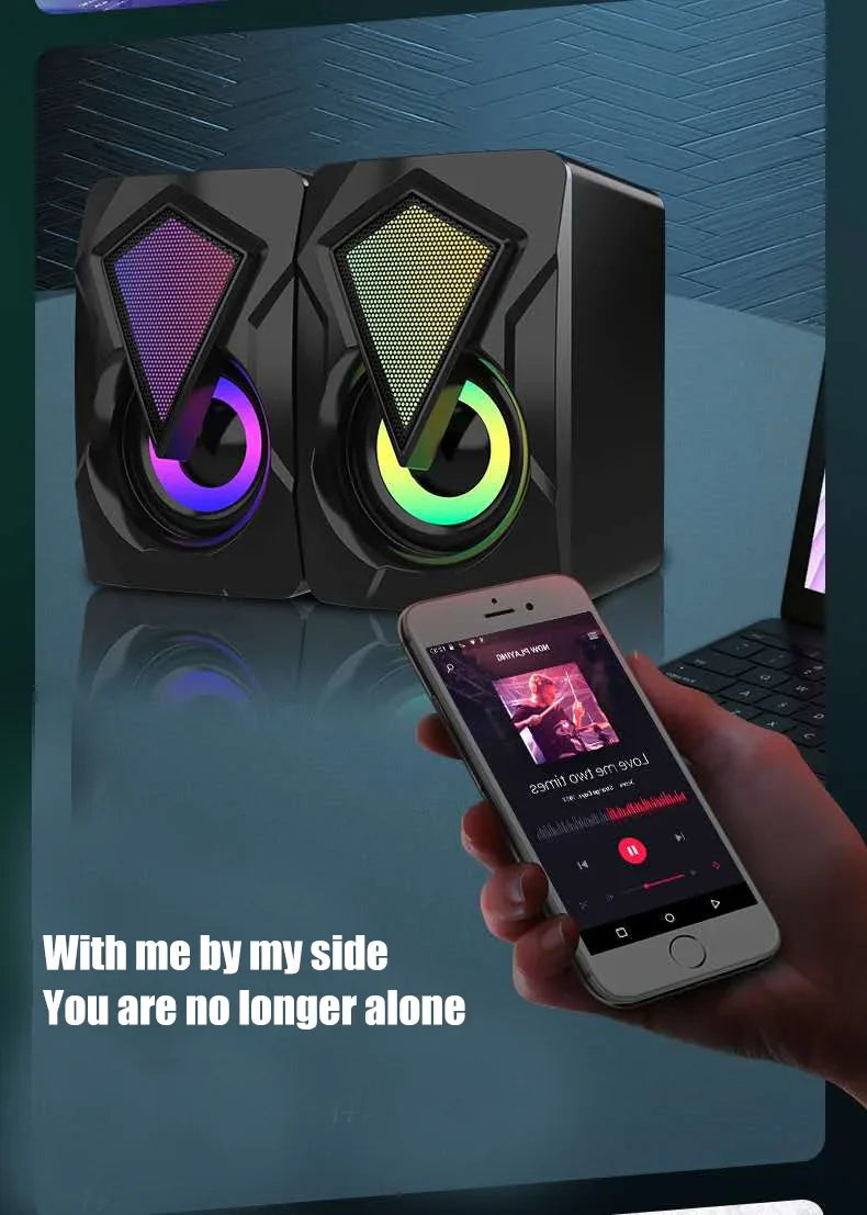 New X2 computer speaker, illuminated desktop laptop, multimedia mini wired RGB speaker
