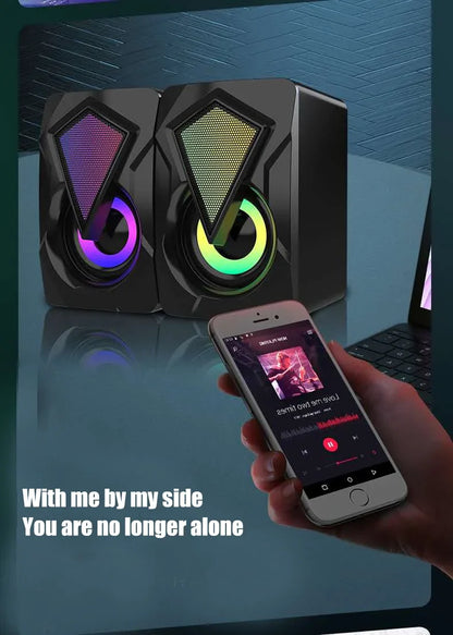 New X2 computer speaker, illuminated desktop laptop, multimedia mini wired RGB speaker