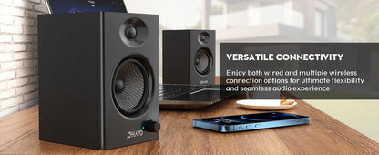 OHAYO 60W Computer Speakers for Music Gaming, Active Bluetooth 5.3, Stereo 2.0 Speakers for Desktop PC or Laptop, Aux RCA Input