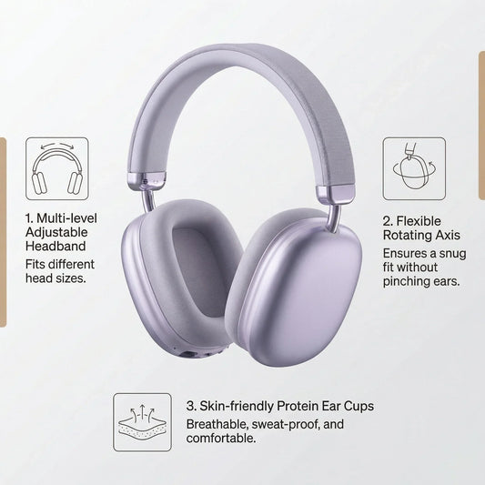 Fabric Headband Over-Ear Headphones Wireless Stereo HiFi Headset Adjustable Metal Rod Outdoor Music Noise Cancelling Earphones