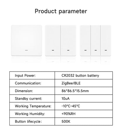 4/3/2/1Gang Tuya Zigbee 3.0 Smart Scene Button Switch Smart Home Wireless Push Remote Controller Battery Powered Devices Linkage