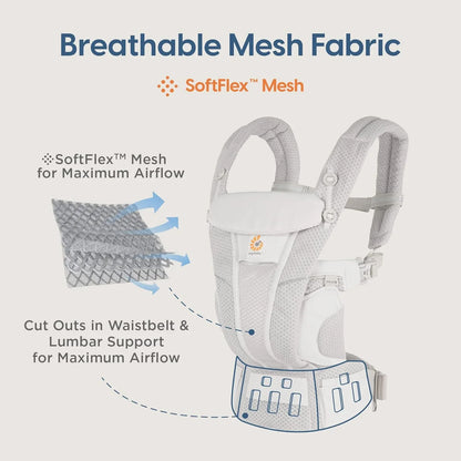 Ergobaby All Carry Positions Breathable mesh baby carrier, enhancing lumbar support and airflow (7-45 pounds)