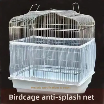Universal Elastic Bird Cage Cover Transparent Mesh Net Anti Splash Seed Feather Catcher Stretchy Skirt Guard for Parrot Cages