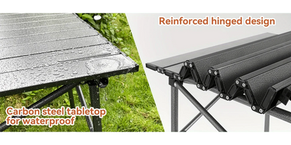 Folding Camping Table, Collapsible w/ Carry Bag, Sturdy Legs & Large Flat Surface for Picnic BBQ Beach Hiking, Compact Durable