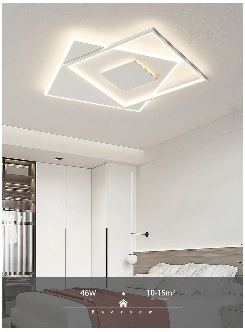 Modern Nordic Led Ceiling Light Square Minimalist Lamps for Kitchen Living Dining  Room Art Home Decoration Chandelier