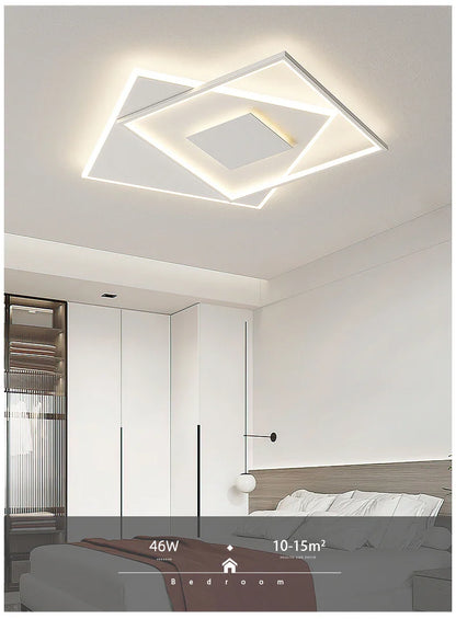 Modern Nordic Led Ceiling Light Square Minimalist Lamps for Kitchen Living Dining  Room Art Home Decoration Chandelier