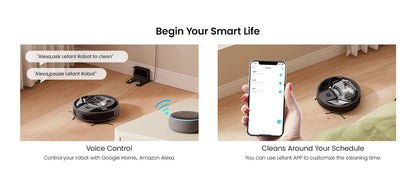 Lefant M320 Robot Vacuum Cleaner, Carpet Detection, 6,000 Pa Suction, Low Noise,  210 Mins Runtime, Self-Charging, Ideal for Har
