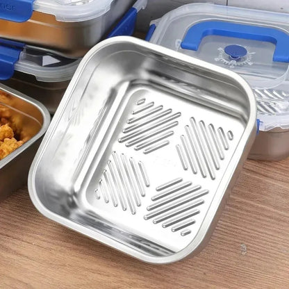 316 Stainless Steel Large Capacity Food Container - Sealed Anti-Drip Lunch Box for Camping Picnic, Fruit & Salad Storage