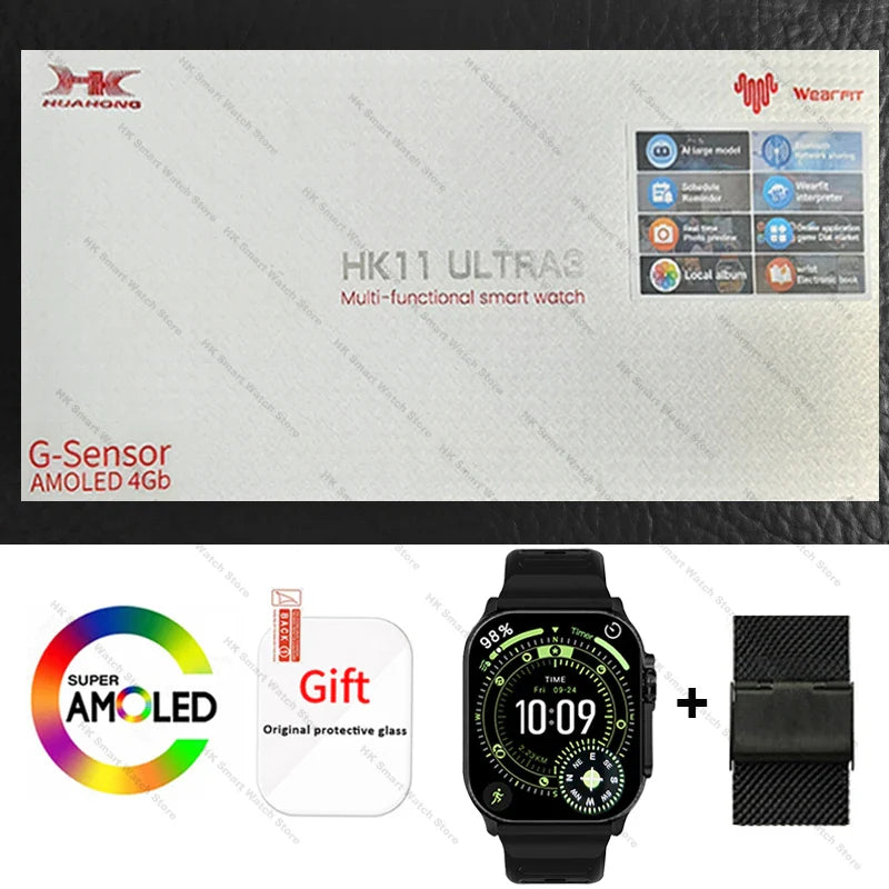 2026 New HK 11 ULTRA 3 Max Smartwatch 49mm AMOLED 4G ROM AI Robot Bluetooth Network Call Clock NFC Compass Smart Watch Men Women