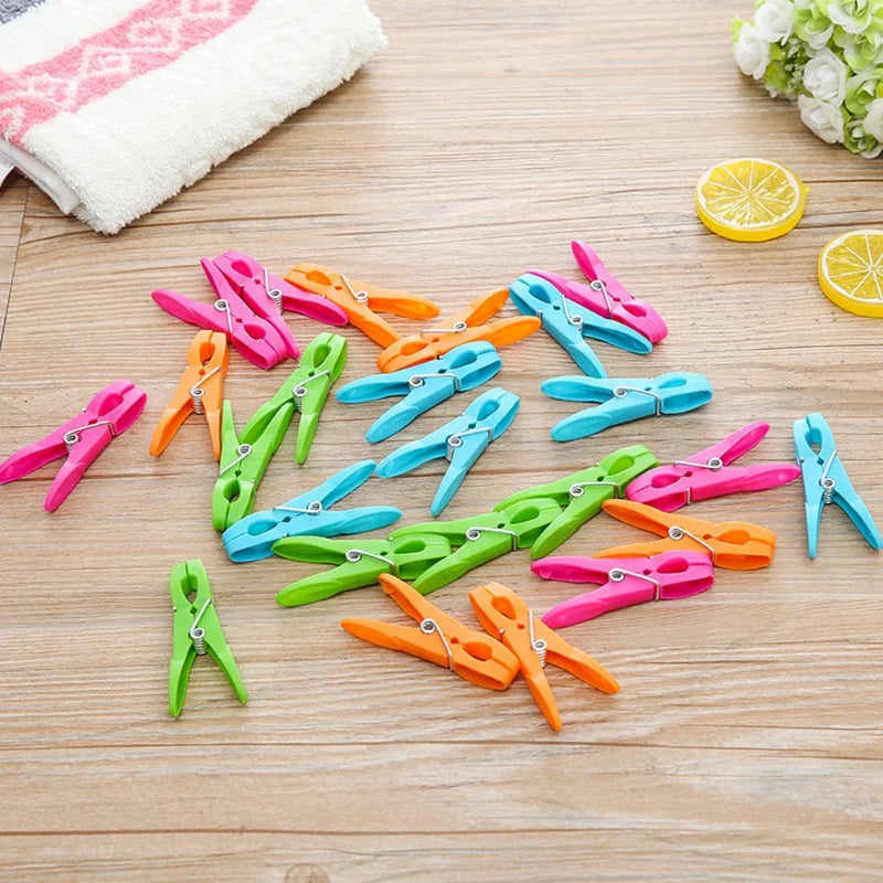 48/24Pcs Clothespins Hanging Pegs Clips Plastic Hangers Racks Laundry Clothes Pegs Clamps Towel Clips Home Storage Hooksks
