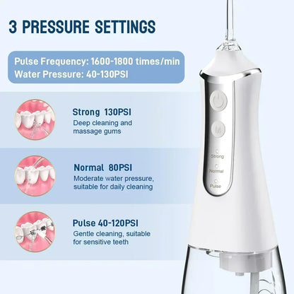 300ml USB Rechargeable Water Flosser Portable Dental Irrigator with 5 Nozzles 3 Modes dental accessories resina para dientes