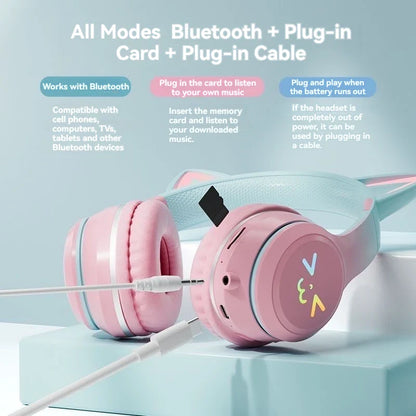 RGB Glow Earphones Wireless Earbuds 5.3 Cat Ear Bluetooth Sports Headphones Bluetooth Mp3 Players Microphone Sale Headset Gamer