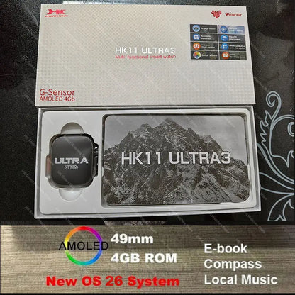 2026 New HK 11 ULTRA 3 Max Smartwatch 49mm AMOLED 4G ROM AI Robot Bluetooth Network Call Clock NFC Compass Smart Watch Men Women