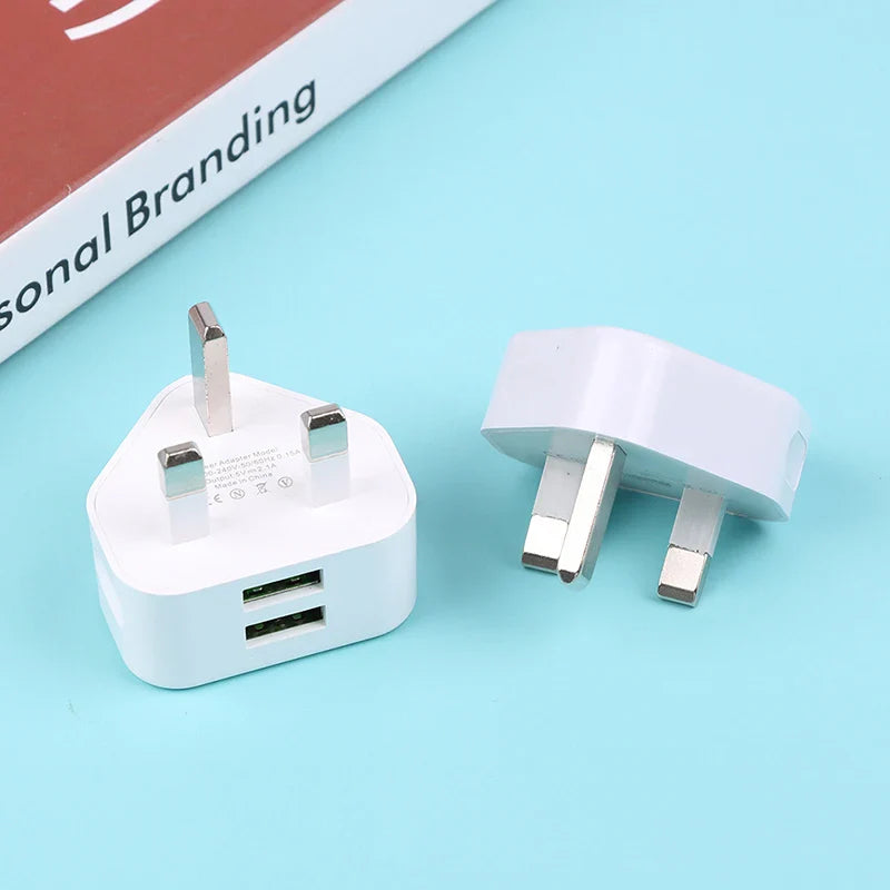 Universal UK Plug 3 Pin Wall Charger Adapter With 1/2 USB Ports Charging For Iphone 11 For Huawei Charging Charger