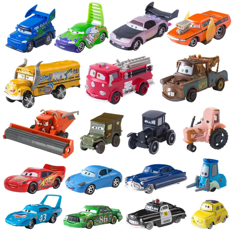 Cars Disney Pixar Cars Toy Lightning McQueen Jackson Storm Mater Sally Sheriff 1:55 Diecast Model Car Toy Children Birthday Gift
