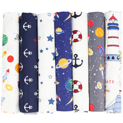 7PCS 25 x 25cm/50 x 50cm Squares Cotton Craft Fabric Cloths for DIY Bundle Patchwork Quilting Sewing Scrapbooking Artcraft