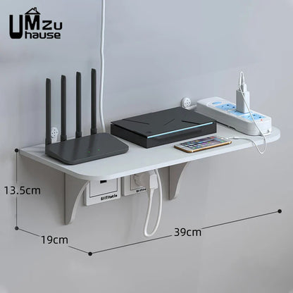 Wall Mount Floating Shelf with Hook Router Camera Power Strip Projector Set Top Box Hanging Storage Holder Home Office Organizer